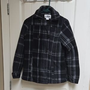 Sportek Plaid Charcoal and Light Gray Kids Children Pea Coat Teen Long sleeve